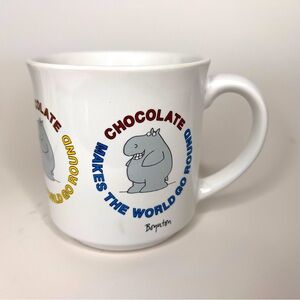 Vintage Sandra Boynton Hippo Chocolate Makes The World Go Round Mug Japan w Box